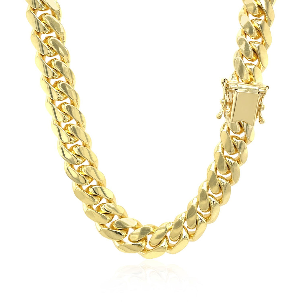 14K Yellow Gold Solid Miami Cuban Chain Necklace (9.20mm)