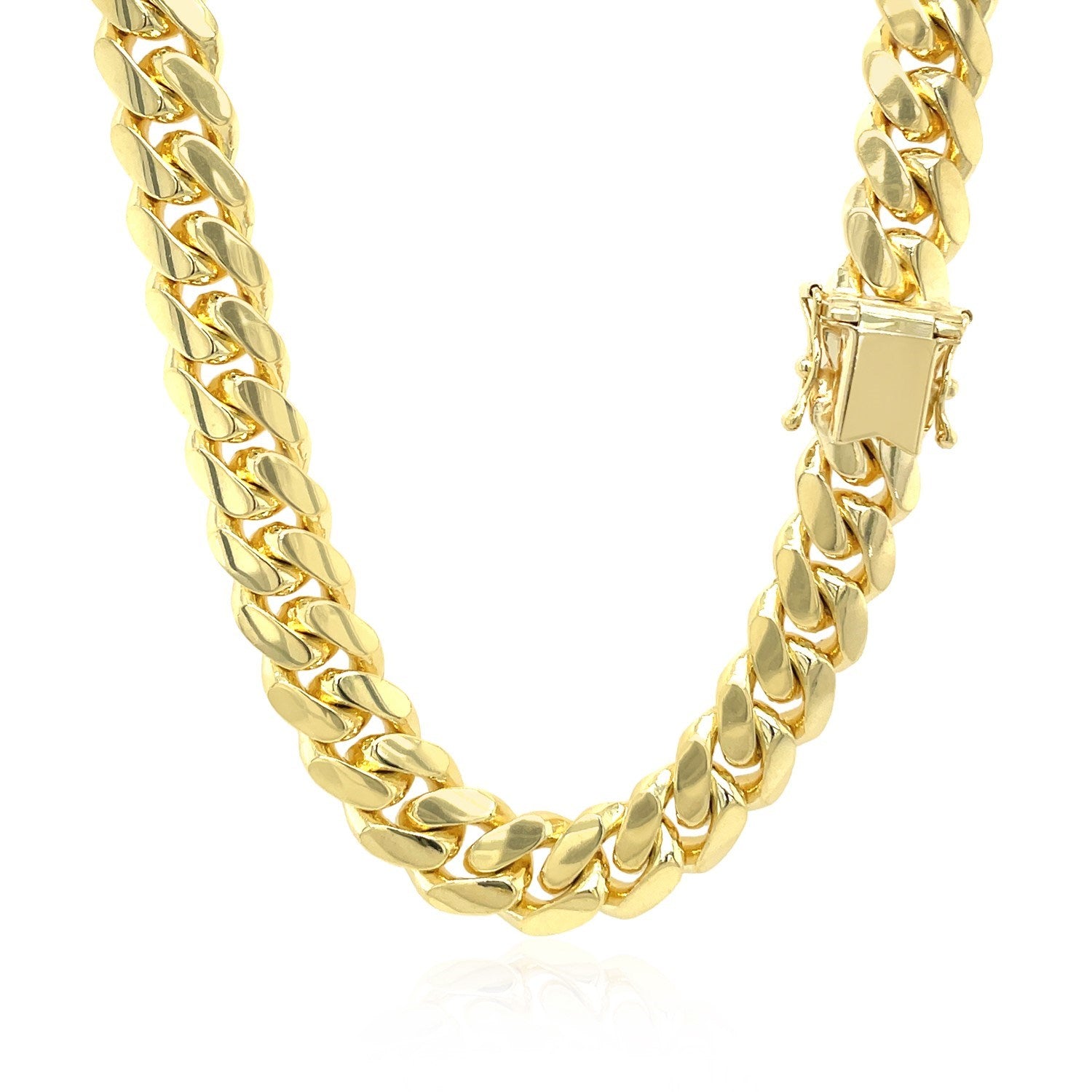 14K Yellow Gold Solid Miami Cuban Chain Necklace (9.20mm)