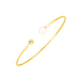 14K Yellow Gold Pearl & Diamond Cuff Bangle (3.00 mm)
