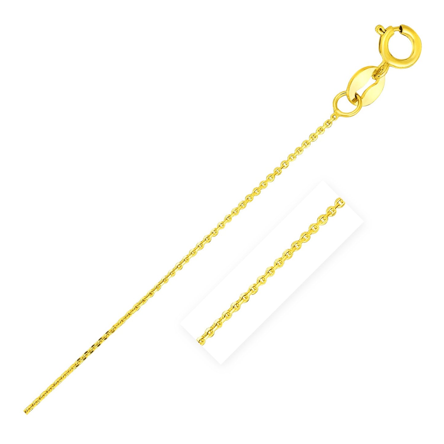 14K Yellow Gold Diamond Cut Cable Link Chain (0.68mm)