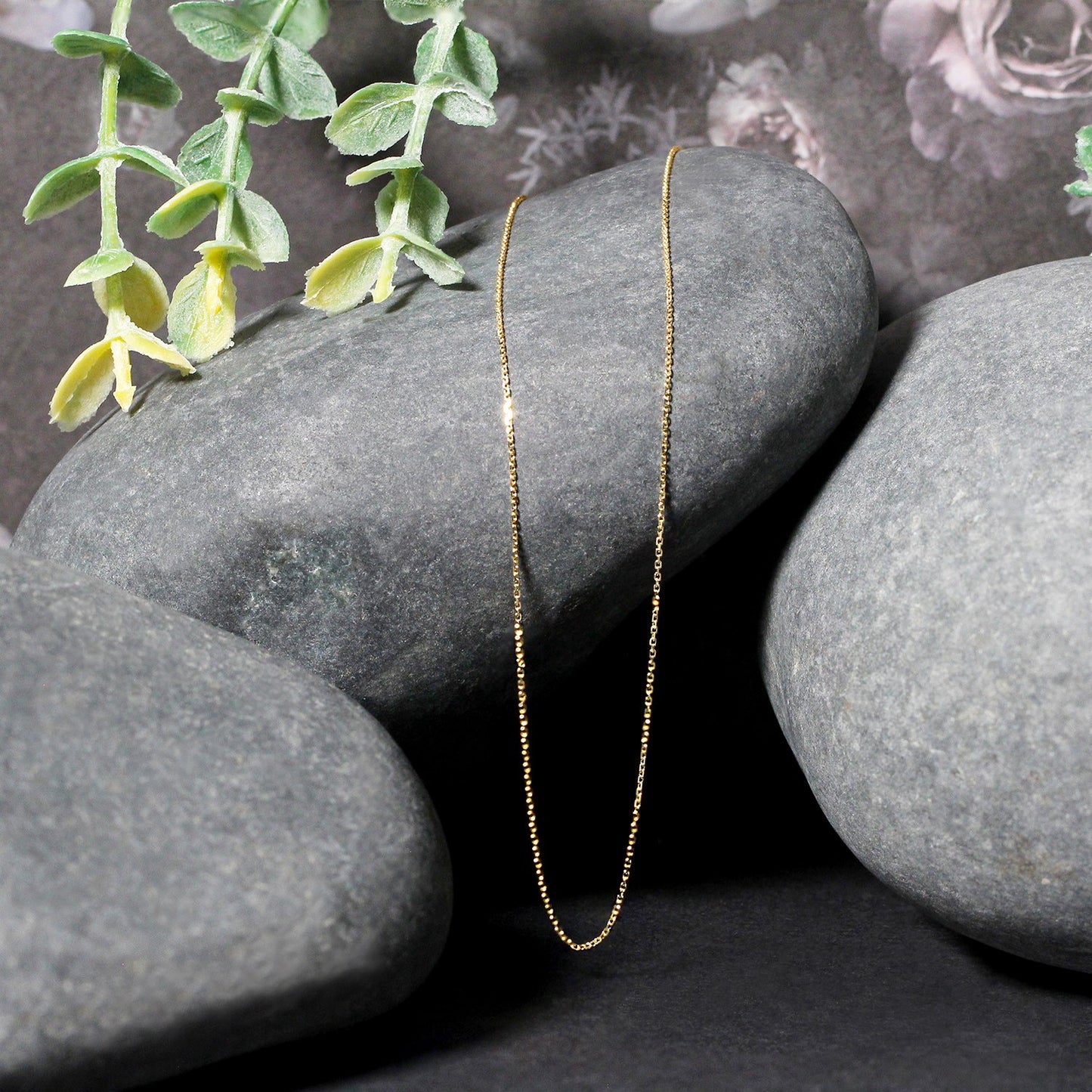 14K Yellow Gold Diamond Cut Cable Link Chain (0.68mm)