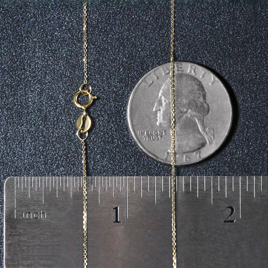 14K Yellow Gold Diamond Cut Cable Link Chain (0.68mm)