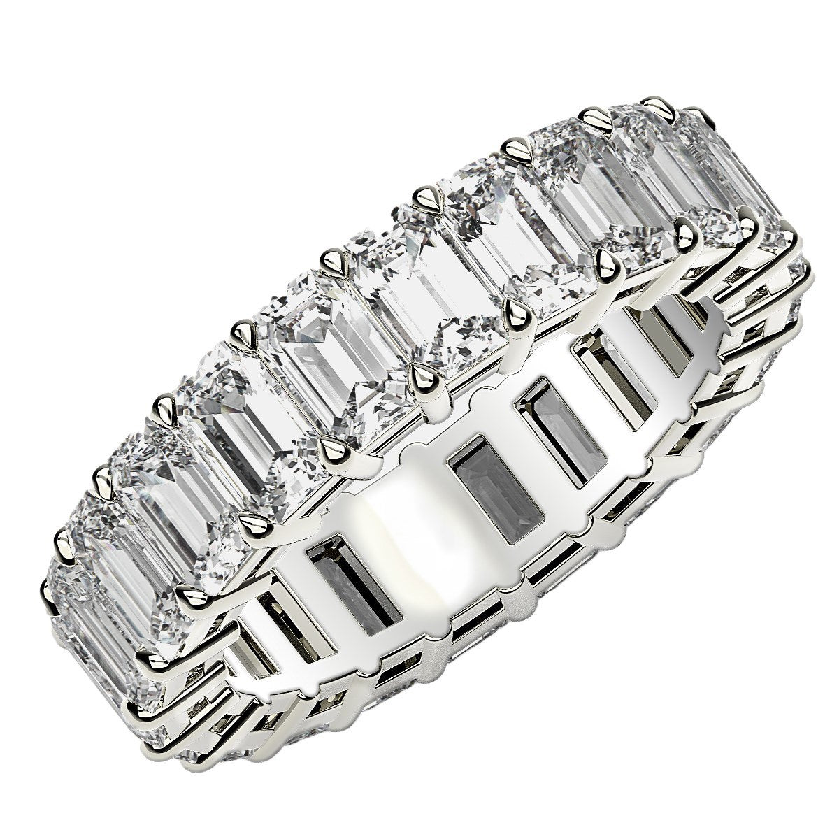 14K White Gold Emerald Cut Lab Grown Diamond Eternity Ring – 6 cttw F–G/VS2