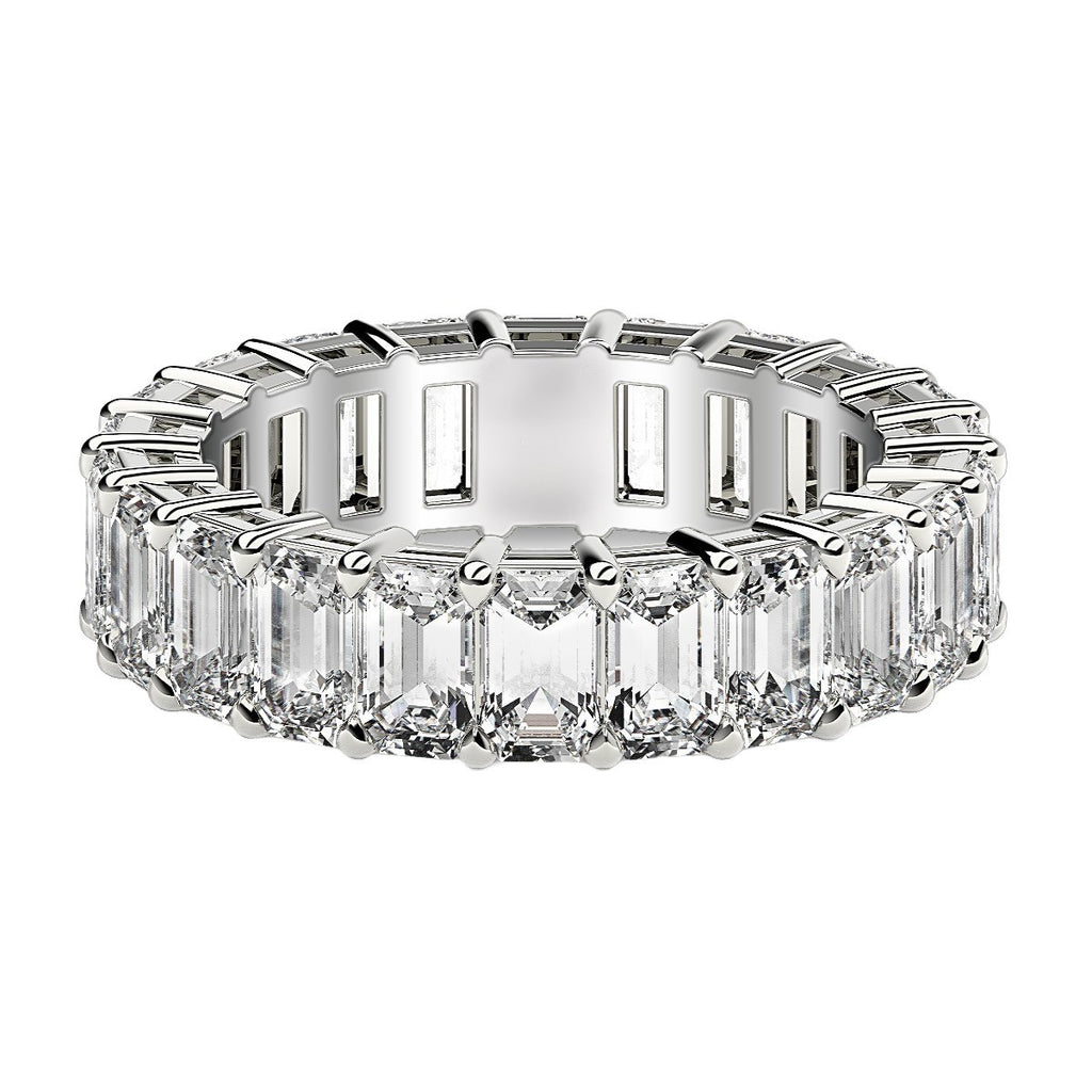 14K White Gold Emerald Cut Lab Grown Diamond Eternity Ring – 6 cttw F–G/VS2
