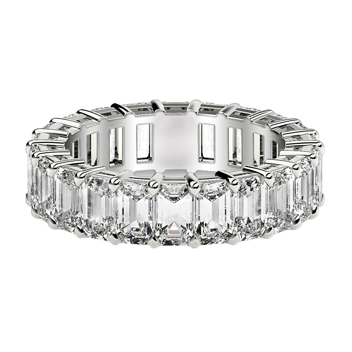 14K White Gold Emerald Cut Lab Grown Diamond Eternity Ring – 6 cttw F–G/VS2