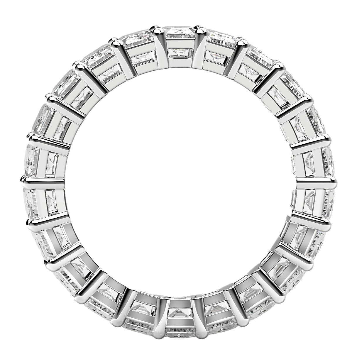 14K White Gold Emerald Cut Lab Grown Diamond Eternity Ring – 6 cttw F–G/VS2