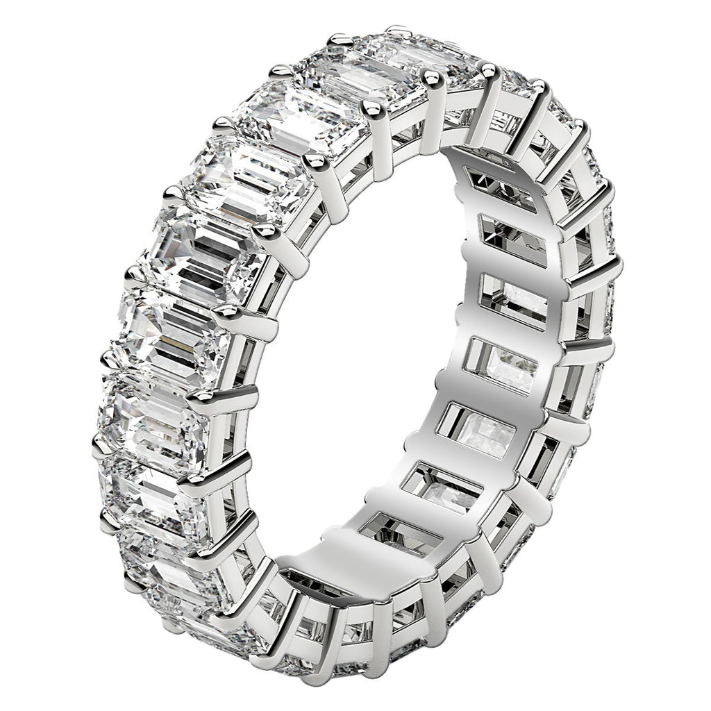 14K White Gold Emerald Cut Lab Grown Diamond Eternity Ring – 6 cttw F–G/VS2