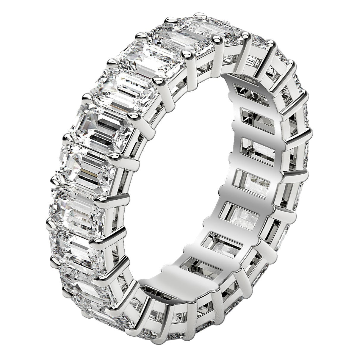 14K White Gold Emerald Cut Lab Grown Diamond Eternity Ring – 6 cttw F–G/VS2