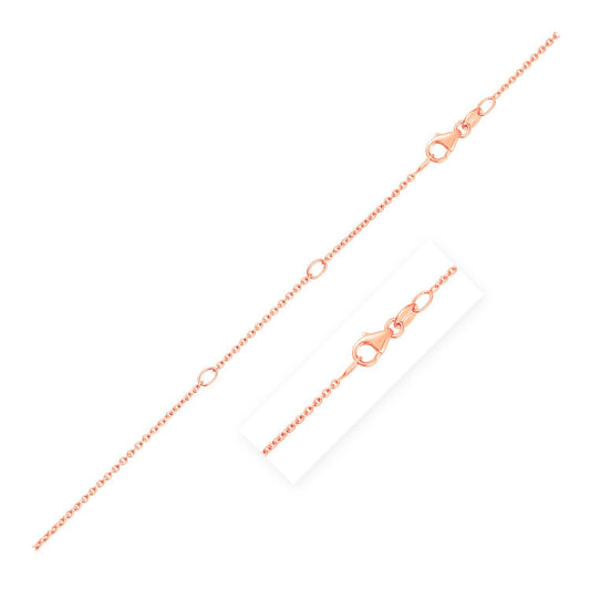 Double Extendable Diamond Cut Cable Chain in 14K Rose Gold (1.10mm)