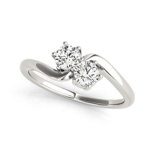 14K White Gold Two Stone Solitaire Diamond Ring – 1/2 cttw