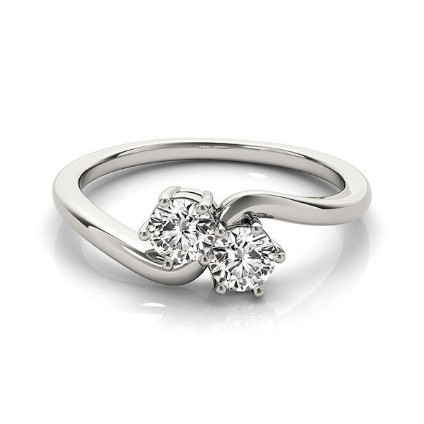 14K White Gold Two Stone Solitaire Diamond Ring – 1/2 cttw