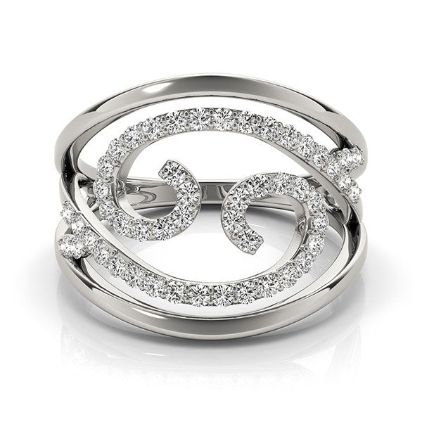 14K White Gold Swirl Design Diamond Ring – 1/2 cttw