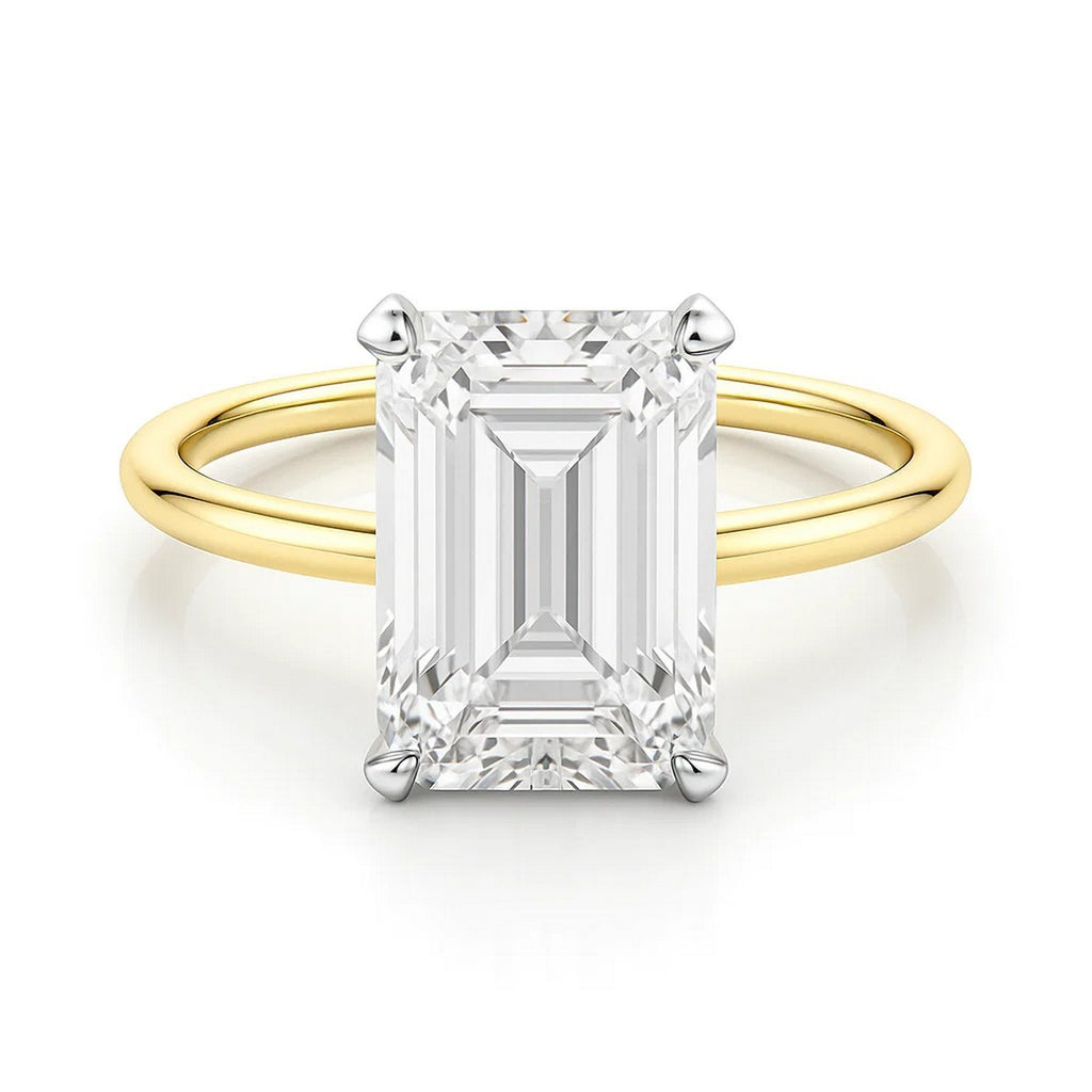 5 Carat Emerald Cut Lab Grown Diamond Solitaire Ring – IGI Certified G/VS1 in 10K Yellow Gold