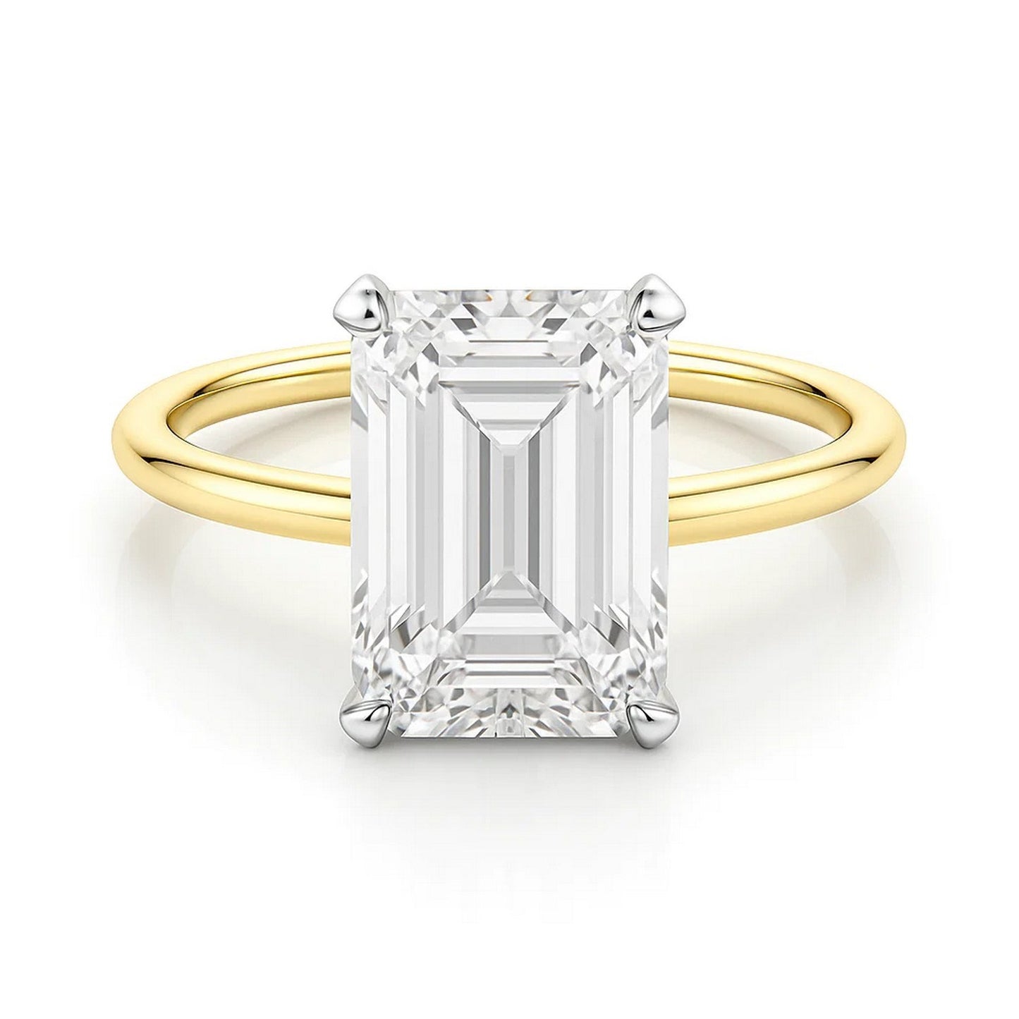 5 Carat Emerald Cut Lab Grown Diamond Solitaire Ring – IGI Certified G/VS1 in 10K Yellow Gold