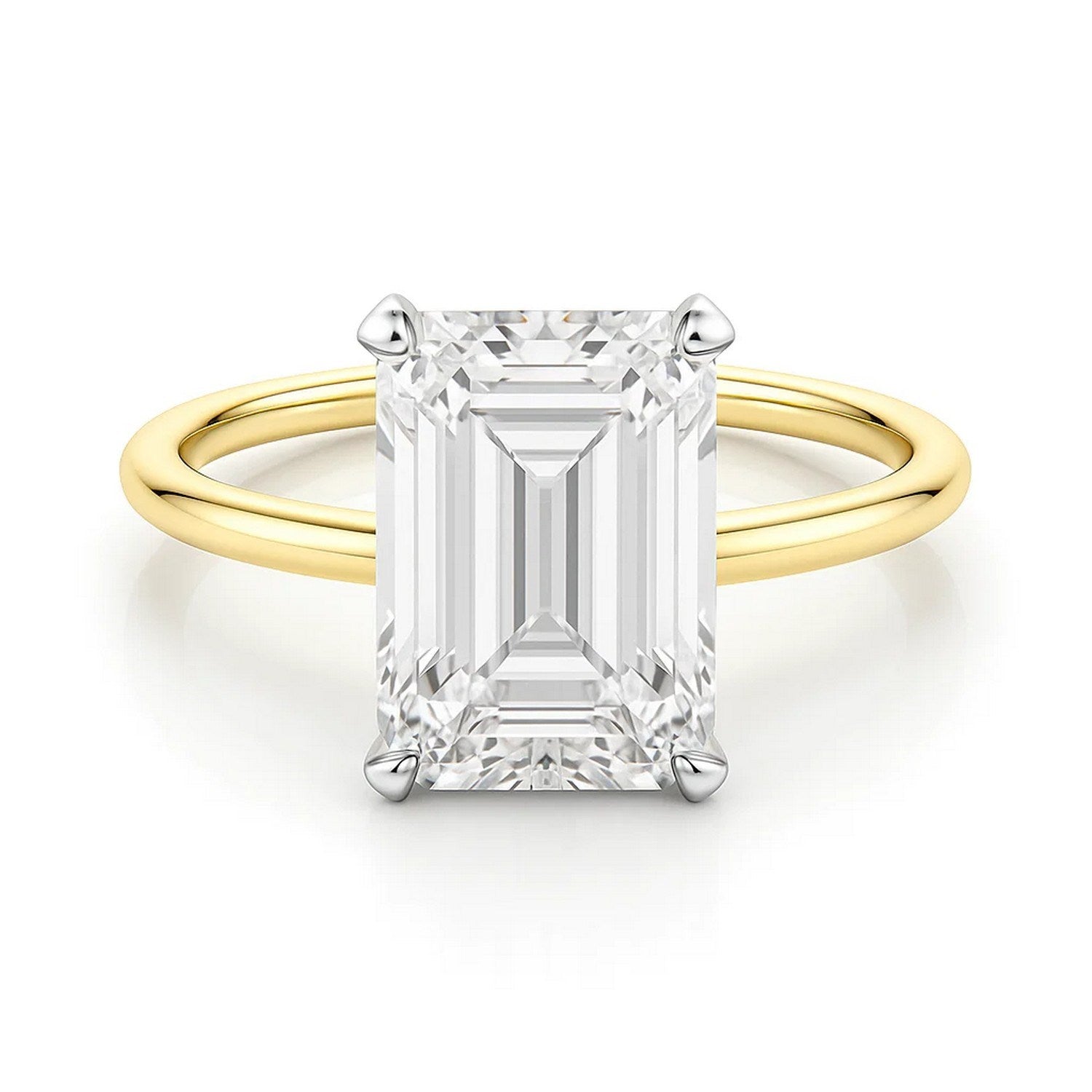 5 Carat Emerald Cut Lab Grown Diamond Solitaire Ring – IGI Certified G/VS1 in 10K Yellow Gold