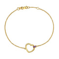14K Yellow Gold Amethyst Baguette Heart Bracelet