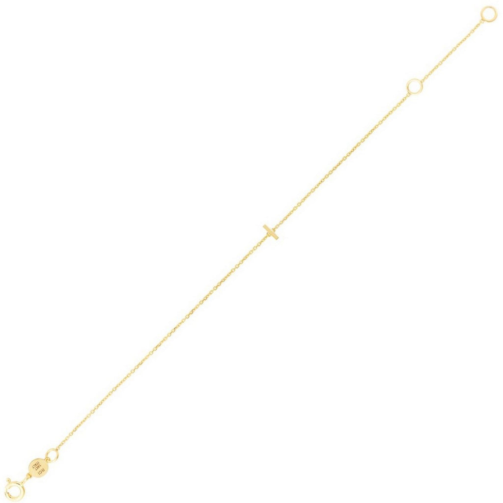14K Yellow Gold Women's Mini Initial I Bracelet – 7 Inches – 14K Gold