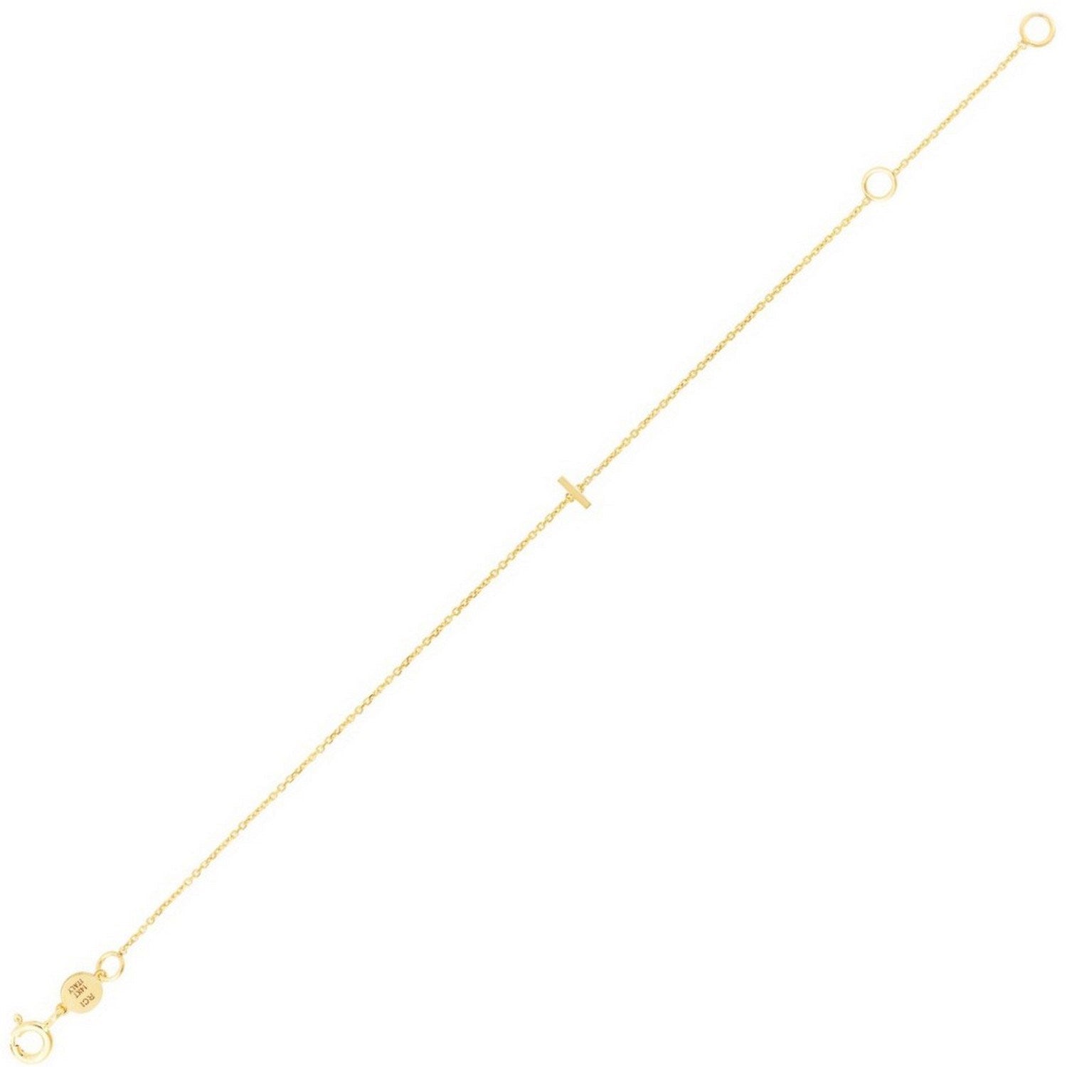 14K Yellow Gold Women's Mini Initial I Bracelet – 7 Inches – 14K Gold