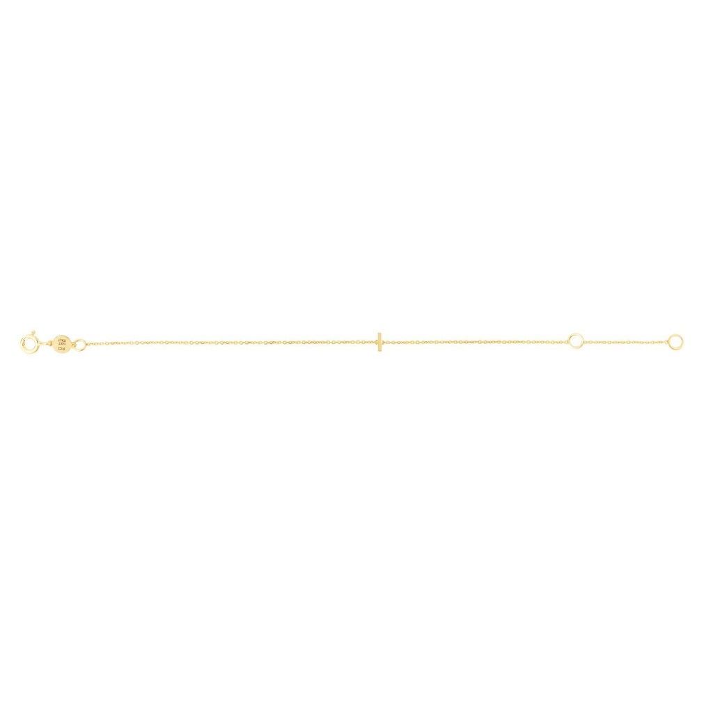 14K Yellow Gold Women's Mini Initial I Bracelet – 7 Inches – 14K Gold