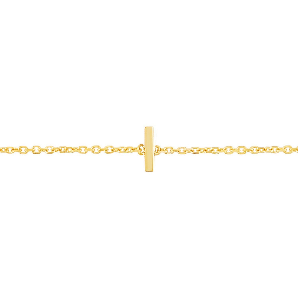 14K Yellow Gold Women's Mini Initial I Bracelet – 7 Inches – 14K Gold