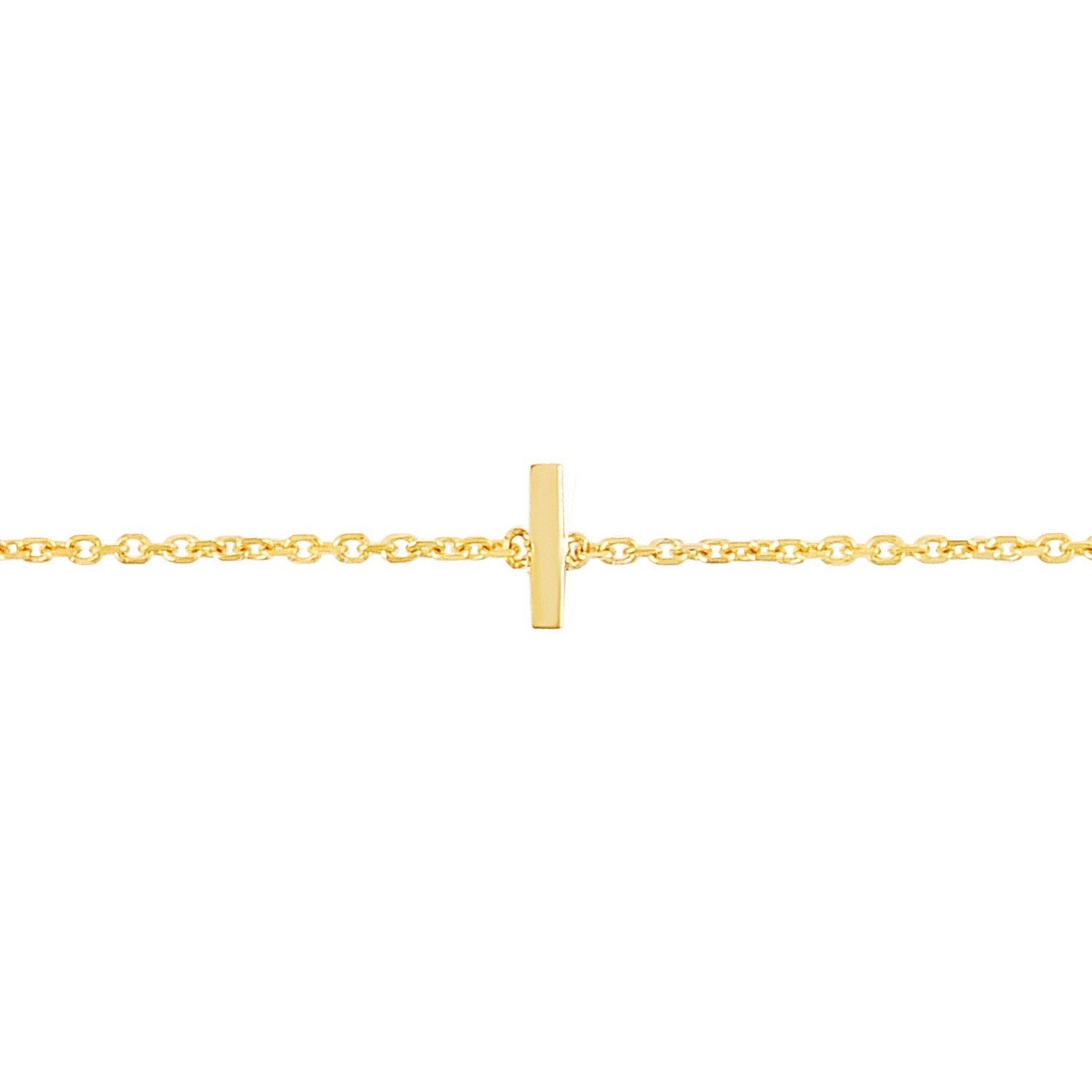 14K Yellow Gold Women's Mini Initial I Bracelet – 7 Inches – 14K Gold