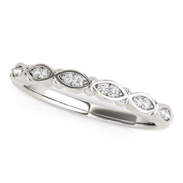 14K White Gold Infinity Design Diamond Wedding Band – 1/10 cttw