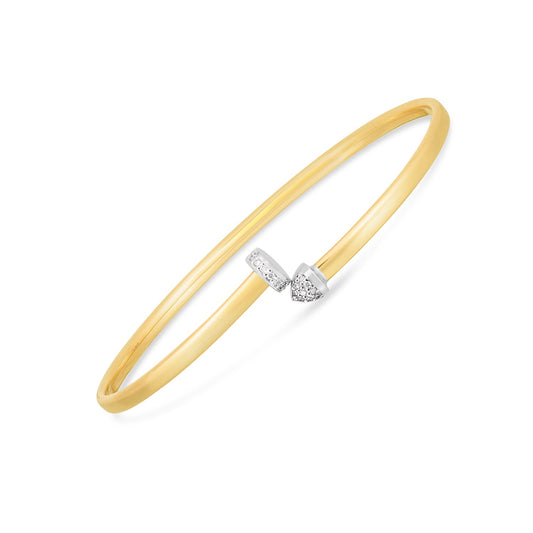 14K Two-Tone Gold Diamond Bangle Bracelet (3.00 mm)