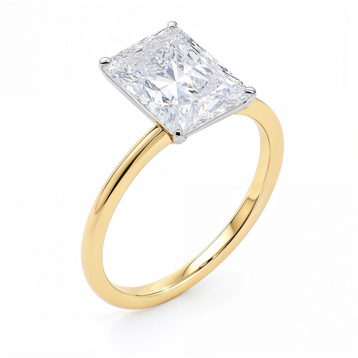 5 Carat Radiant Lab Grown Diamond Solitaire Ring – IGI Certified G/VS1 in 10K Yellow Gold
