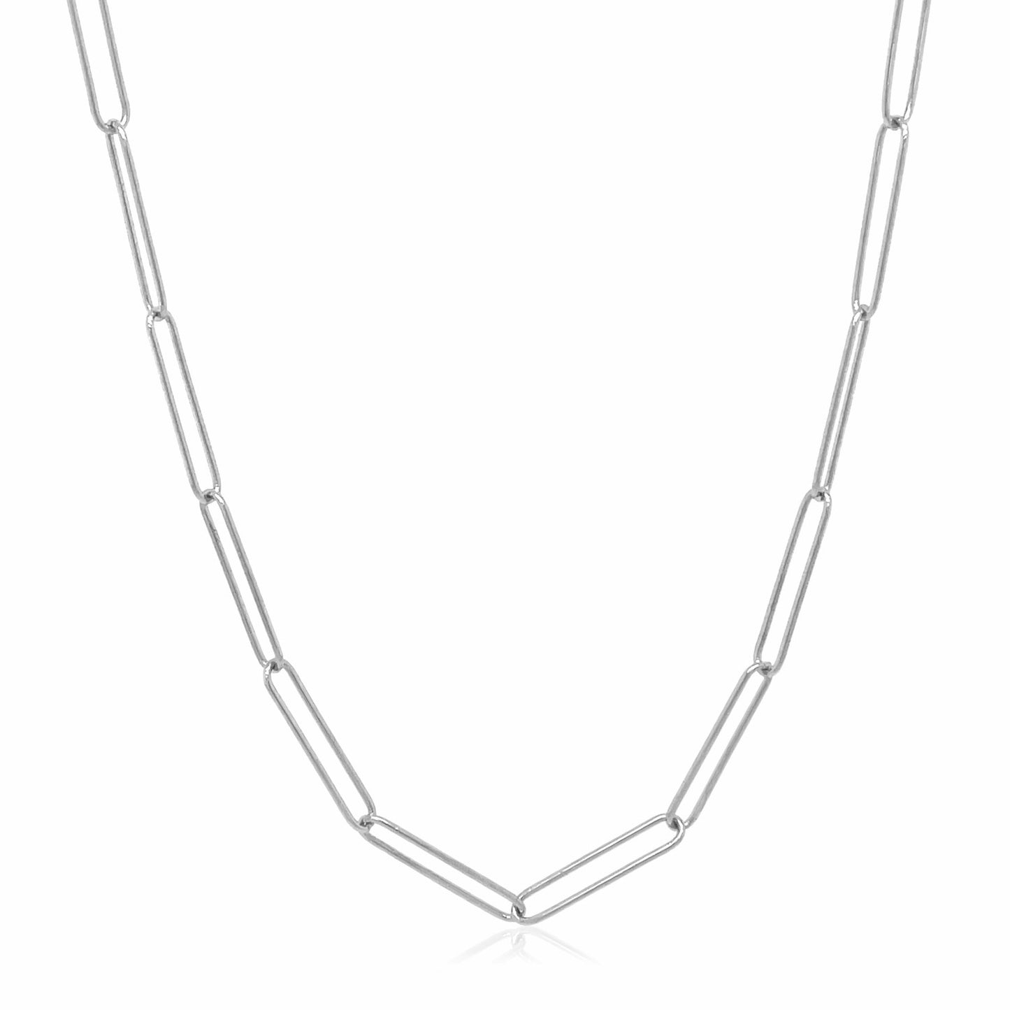 14K White Gold Wire Paperclip Chain (2.7 mm)