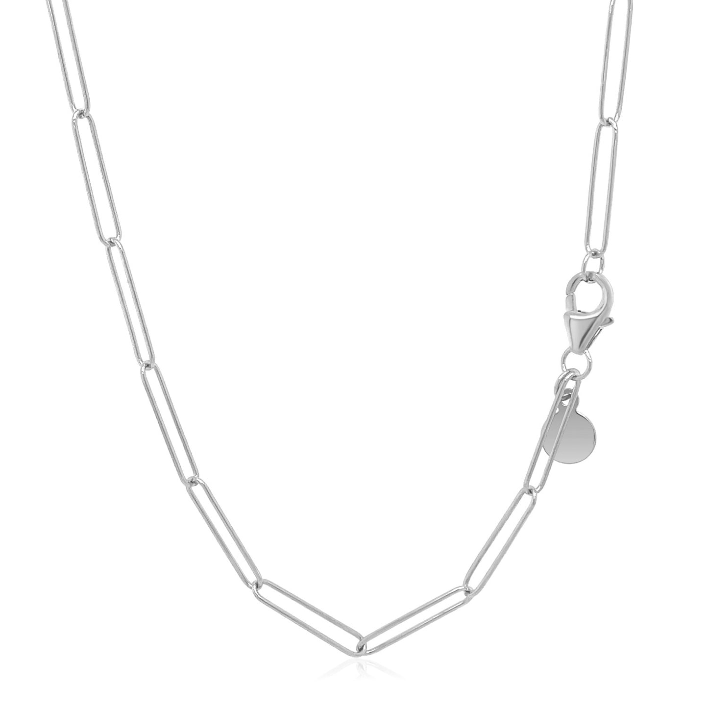 14K White Gold Wire Paperclip Chain (2.7 mm)