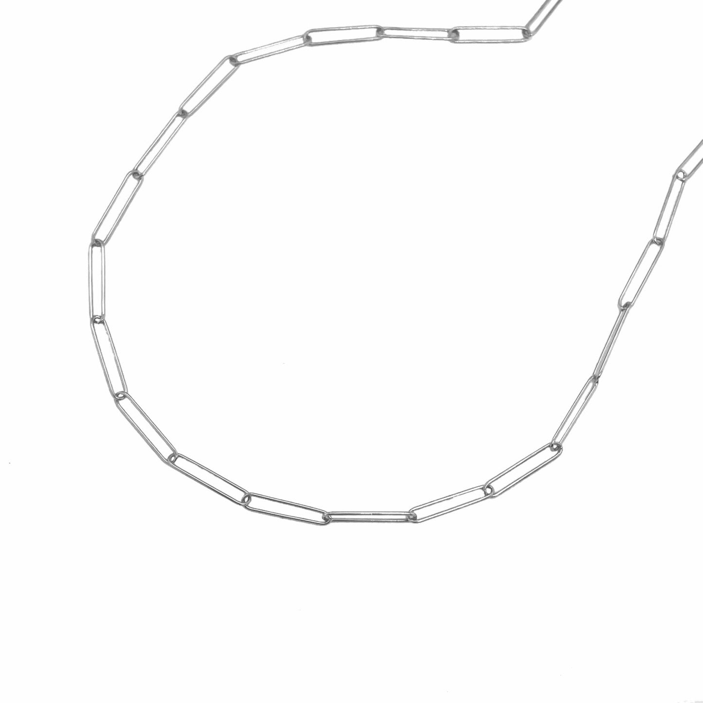 14K White Gold Wire Paperclip Chain (2.7 mm)