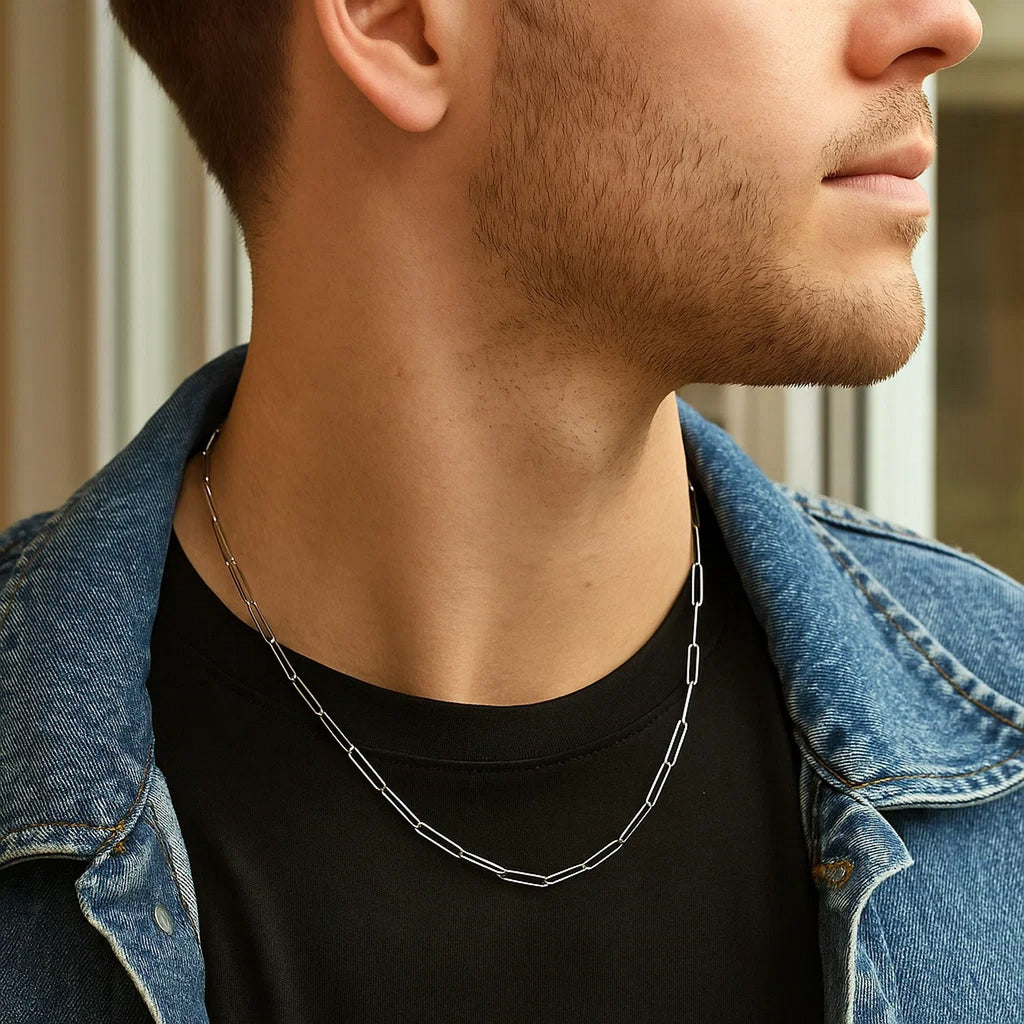 14K White Gold Wire Paperclip Chain Necklace (2.7mm) – True Pure Gold