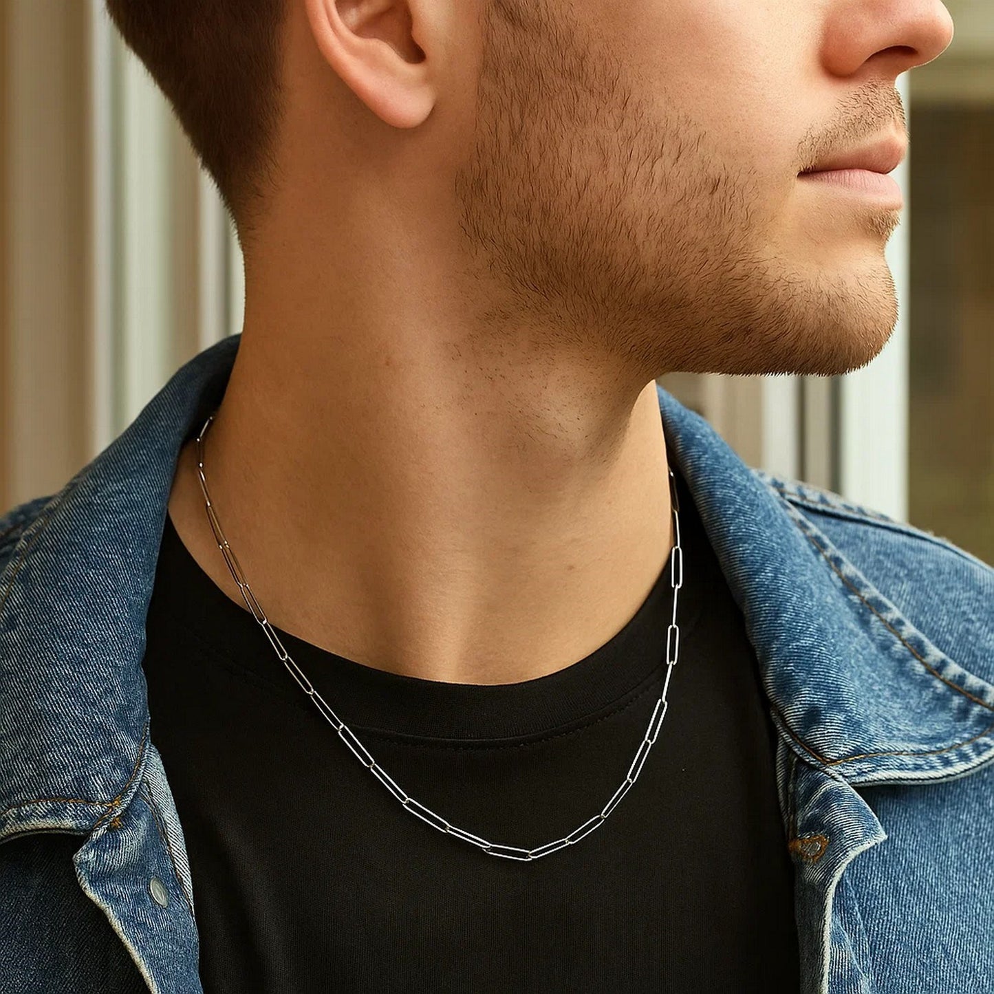 14K White Gold Wire Paperclip Chain (2.7 mm)