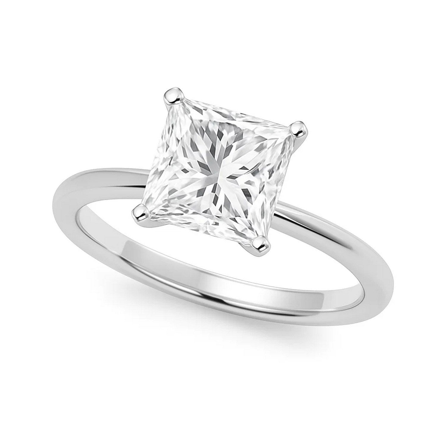 10K White Gold Women's Lab Grown Diamond Ring Princess Solitaire – 3 Carat IGI Certified – 10K Gold