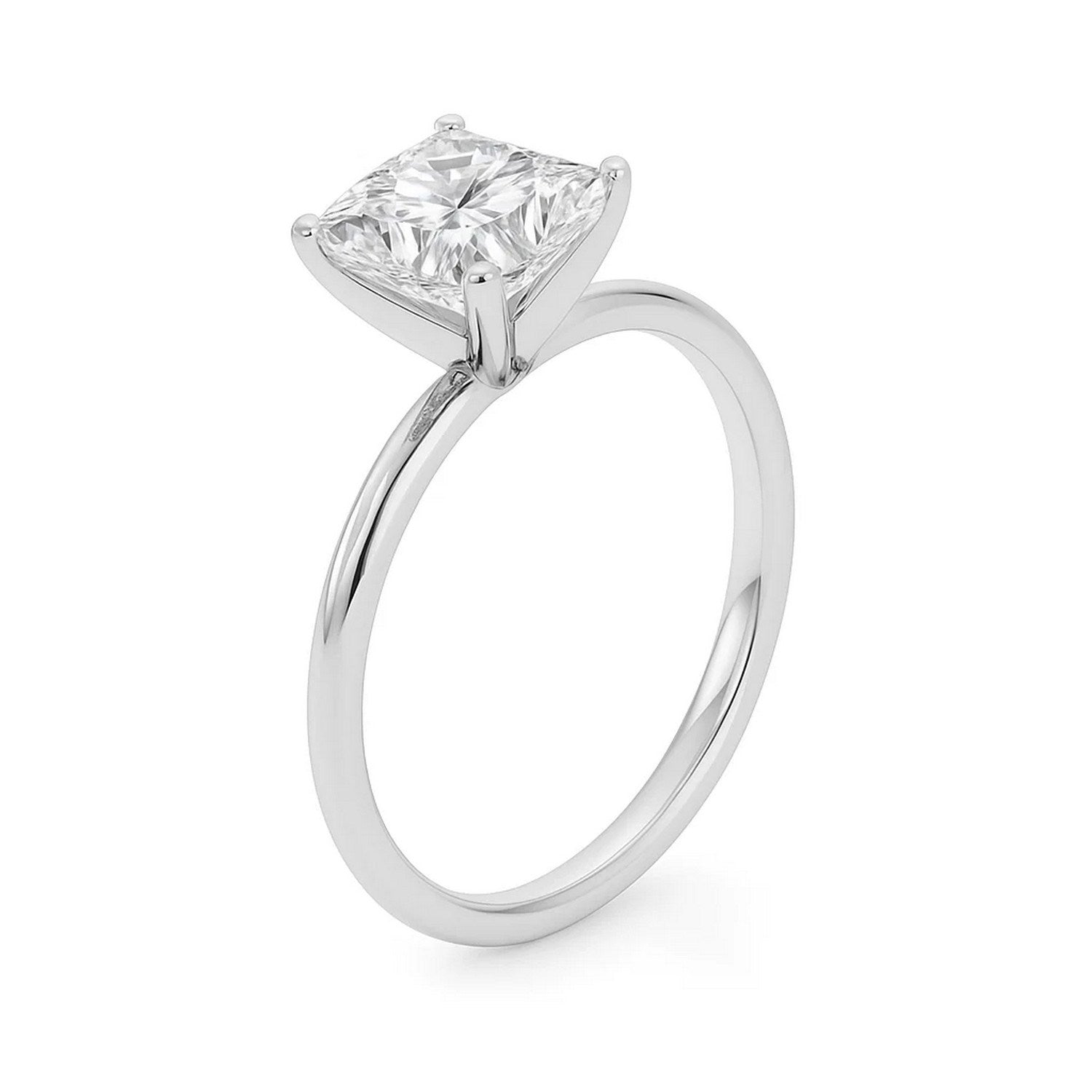 10K White Gold Women's Lab Grown Diamond Ring Princess Solitaire – 3 Carat IGI Certified – 10K Gold