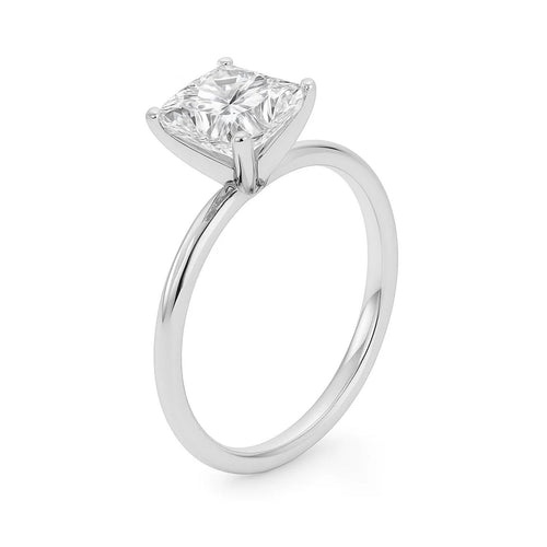 10K White Gold Women's Lab Grown Diamond Ring Princess Solitaire – 3 Carat IGI Certified – 10K Gold