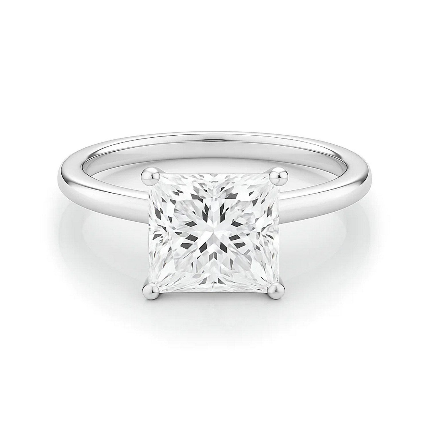 10K White Gold Women's Lab Grown Diamond Ring Princess Solitaire – 3 Carat IGI Certified – 10K Gold