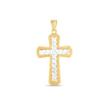 14K Two-Tone Gold Unisex Diamond-Cut Cross Pendant – 14K Gold