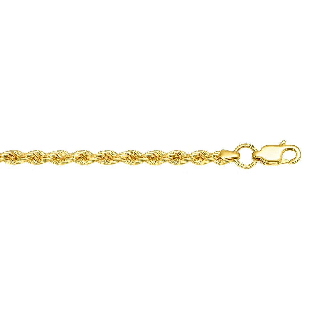 10K Yellow Gold Women's Rope Chain Bracelet – 2.50mm – 7 Inches – 10K Gold