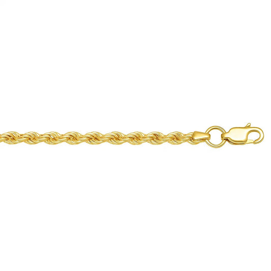 10K Yellow Gold Lite Rope Chain Bracelet (2.50 mm)