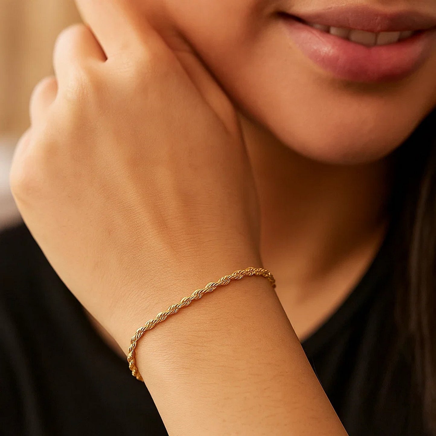 10K Yellow Gold Lite Rope Chain Bracelet (2.50 mm)