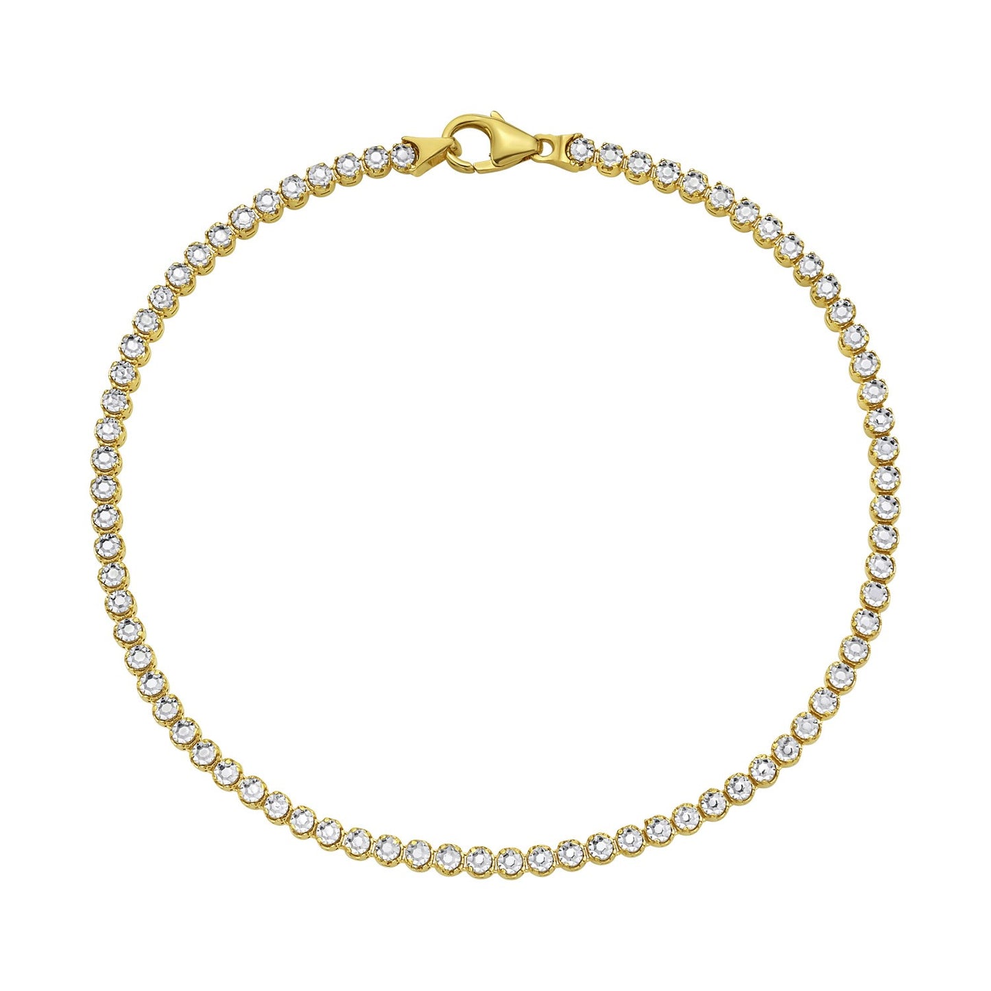 14K Two-Tone Gold Diamond-Cut Link Bracelet (2.40 mm)