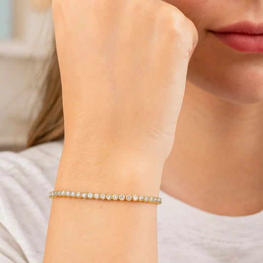 14K Two-Tone Gold Diamond-Cut Link Bracelet (2.40 mm)