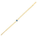 14K Yellow Gold Women's Blue Topaz Curb Chain Bracelet – 3.60mm – 14K Gold