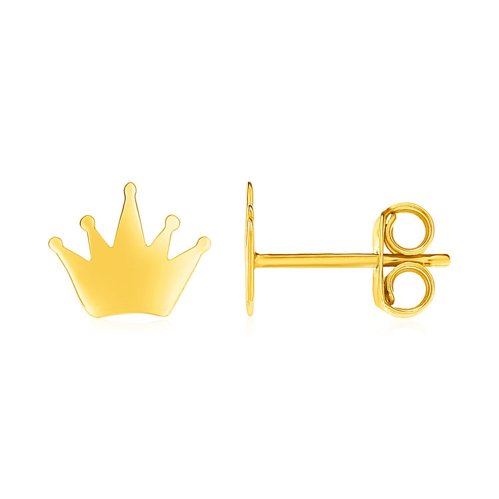 14K Yellow Gold Girls' Crown Post Earrings – 14K Gold