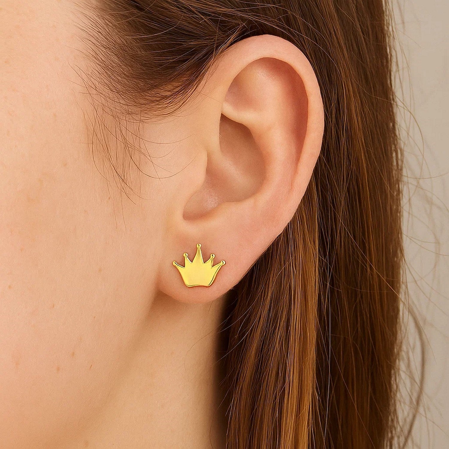 14K Yellow Gold Girls' Crown Post Earrings – 14K Gold