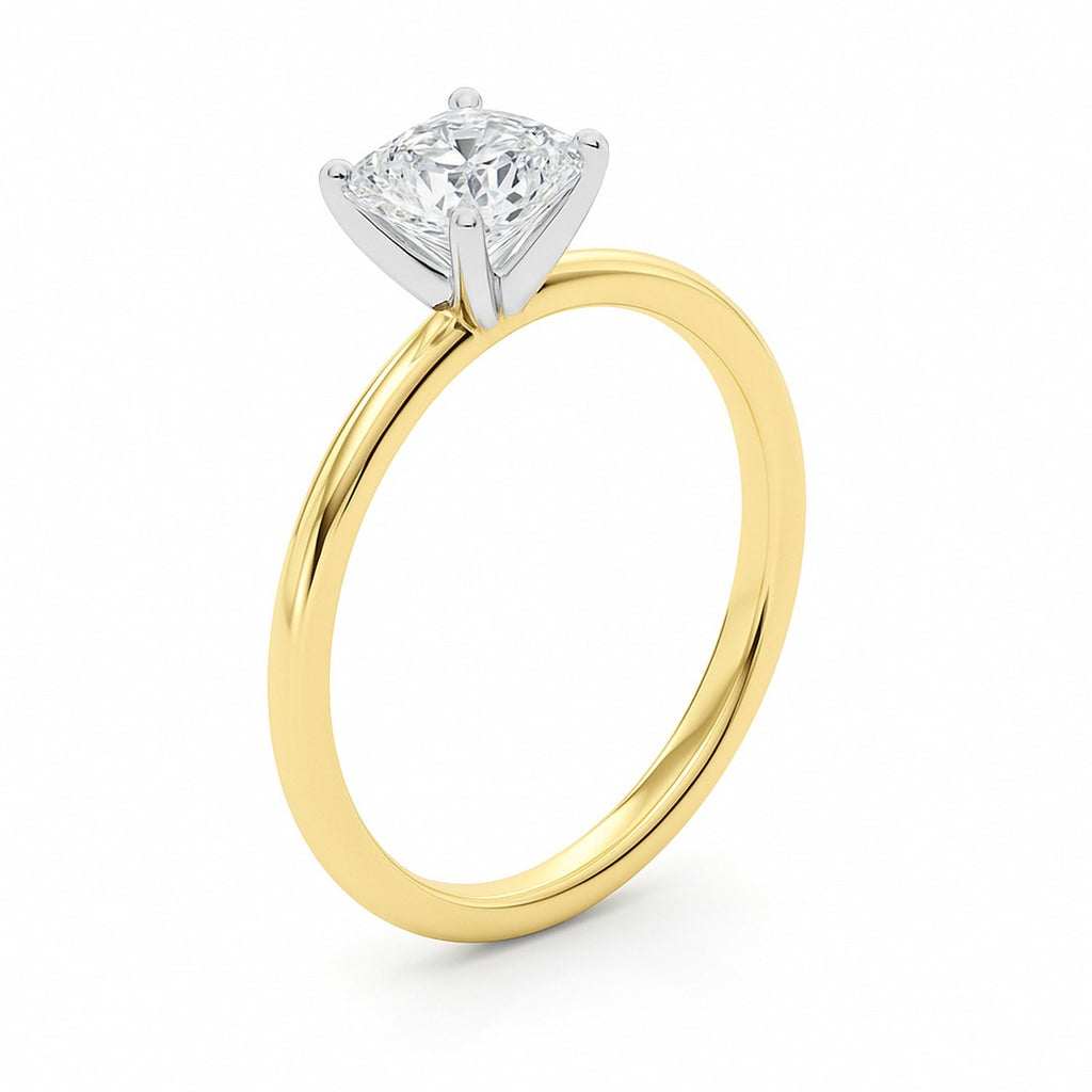 14K Yellow Gold Lab Grown Diamond Ring Women's Cushion Solitaire – 1 Carat IGI Certified – 14K Gold