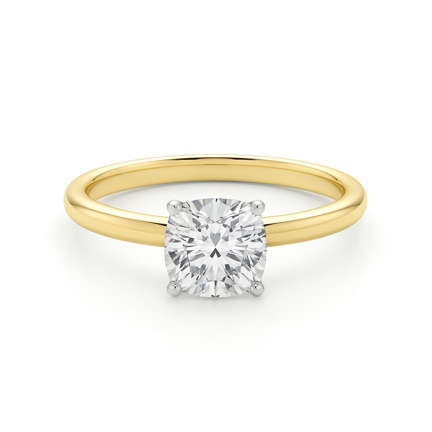 1 Carat Cushion Lab Grown Diamond Solitaire Ring – IGI Certified G/VS1 in 10K Yellow Gold
