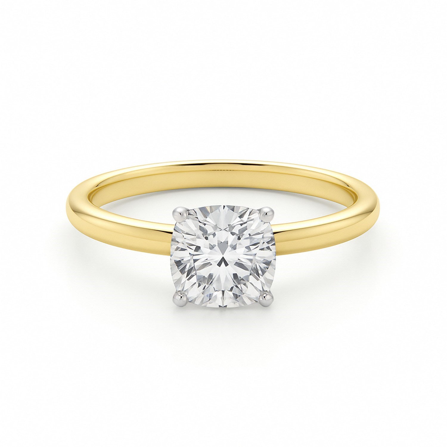 14K Yellow Gold Lab Grown Diamond Ring Women's Cushion Solitaire – 1 Carat IGI Certified – 14K Gold