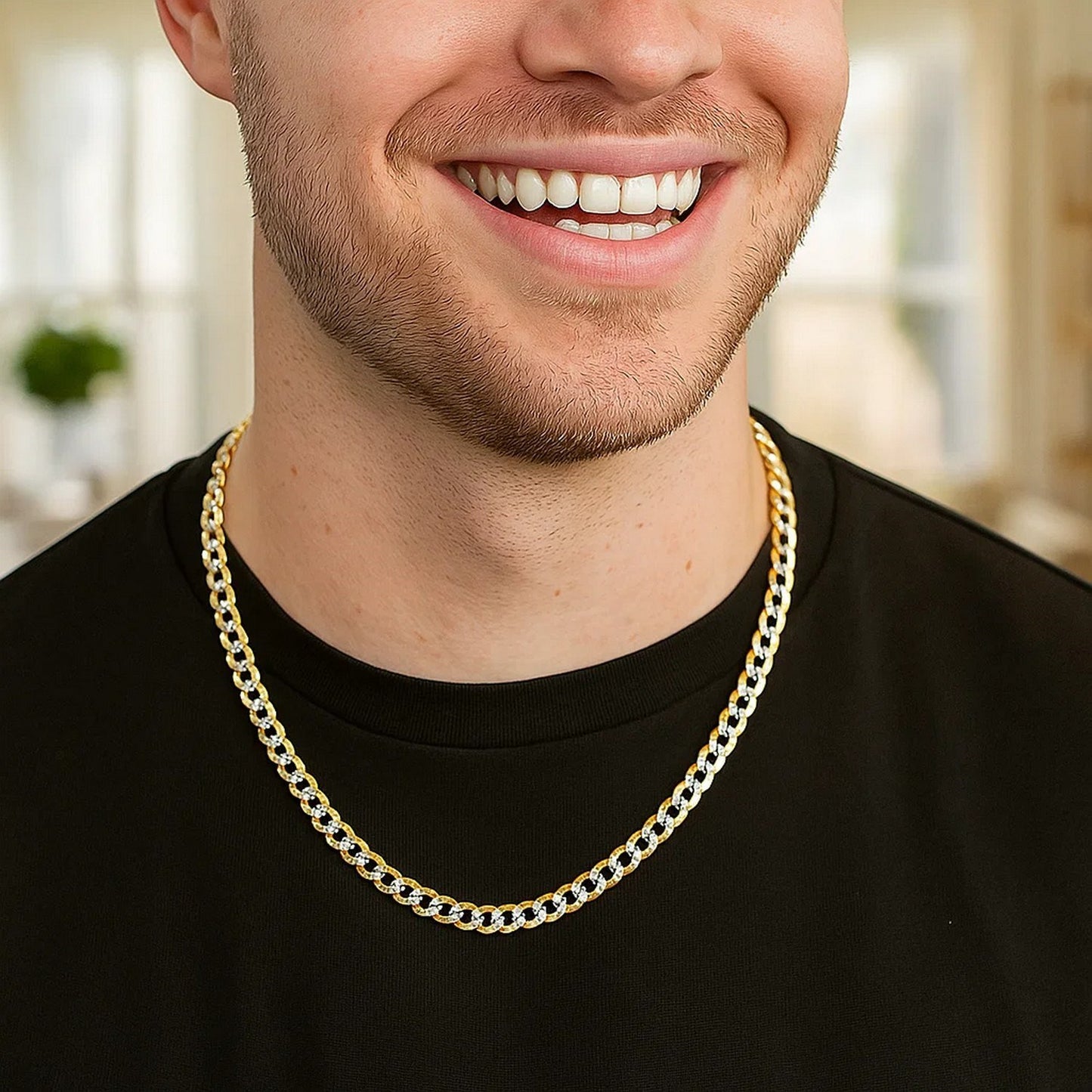14K Two-Tone Gold Pavé Curb Chain (3.60 mm)
